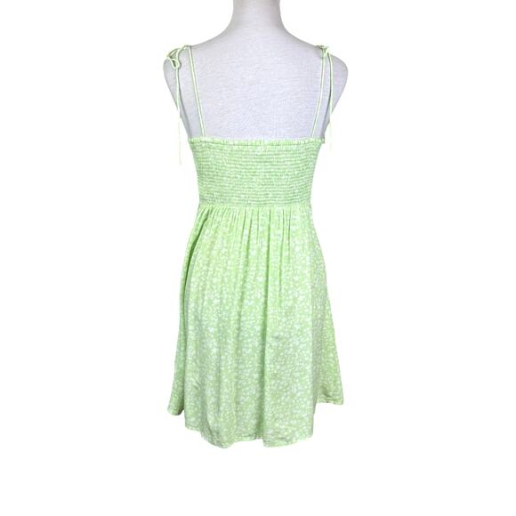 Old Navy NWT Petite Bright Green Floral Tie Strap Fit & Flare Mini Dress - Picture 4 of 13
